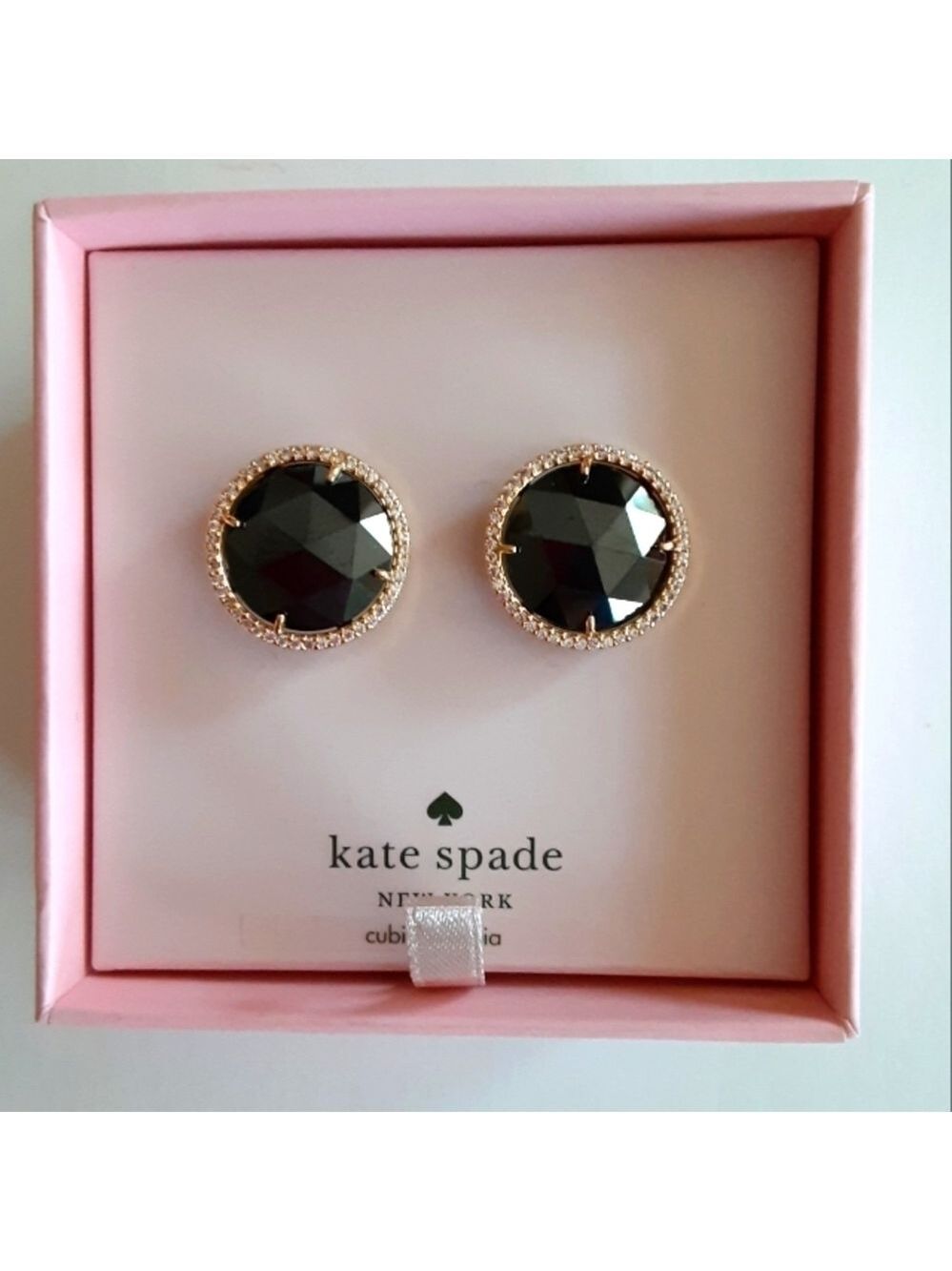 Kate Spade She Has Spark Earrings Black/Gold New In Box - Picture 2 of 5